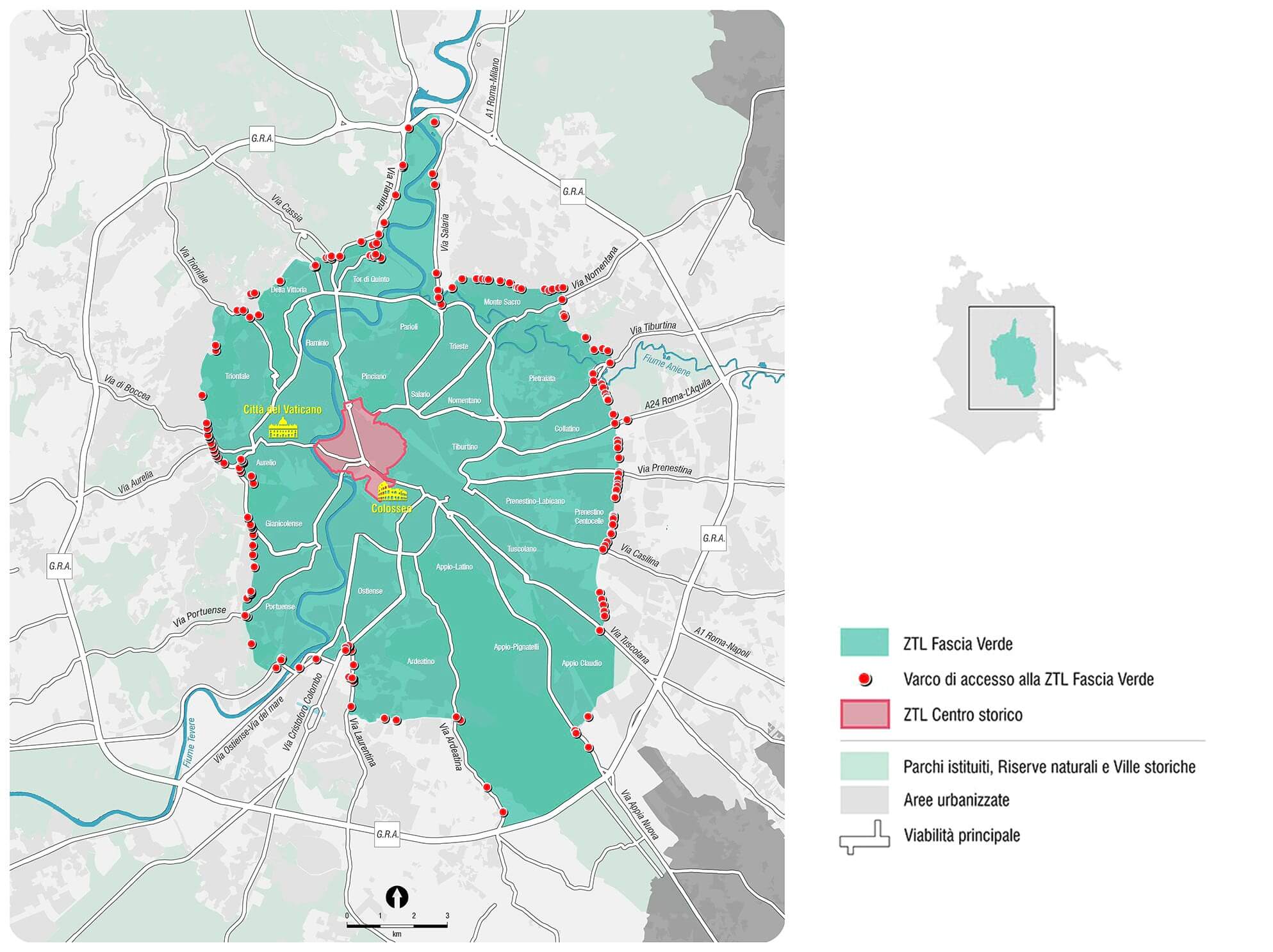 Mappa ZTL Fascia Verde Roma